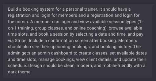 vAIbecoder micro-SaaS builder personal trainer booking site propmt